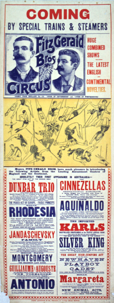 Vintage Australian circus poster Fitzgerald Bros.
