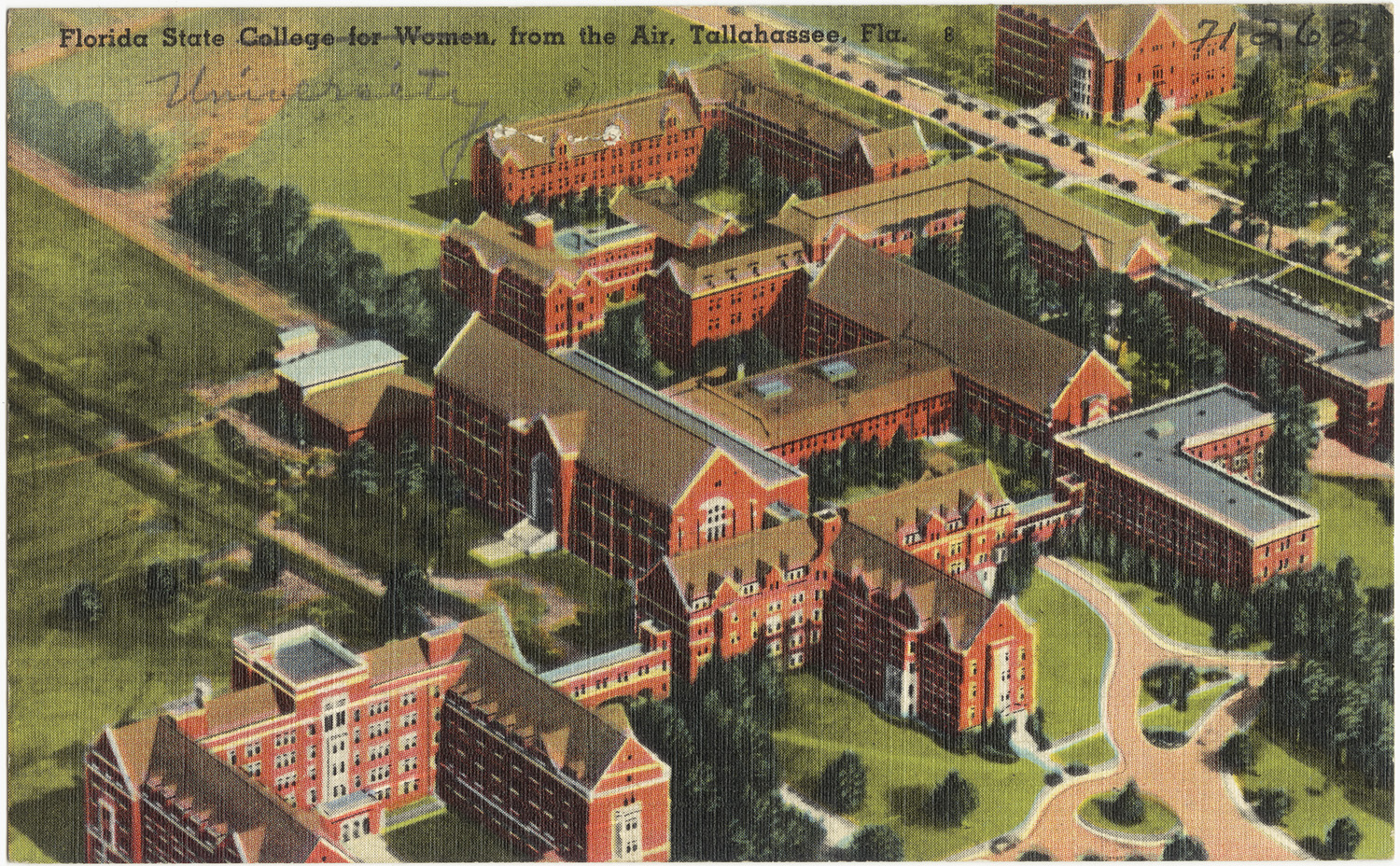 Arial view of Florida State College for Women--in a painting