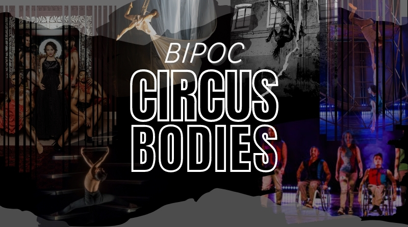 a collage of circus performers with the title BIPOC Circus Bodies outlined in white
