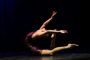 Lena Gutschank performs a deep back bend