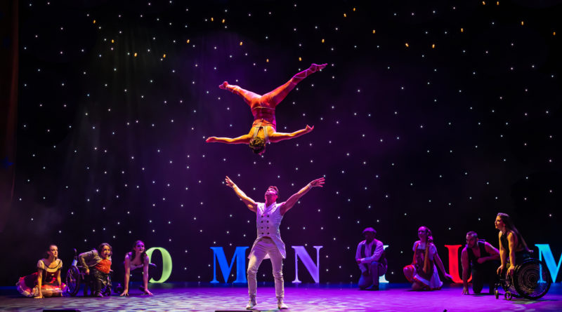 Acrobat Marcos Ponce Lopez throws Noemi Espana in the air during Omnium Circus' "I'mPossible"