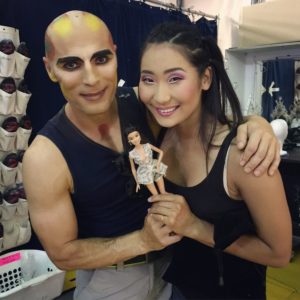 Ulziibuyan Mergen Kee and Viktor Kee, Cirque du Soleil acrobats, together in performance makeup