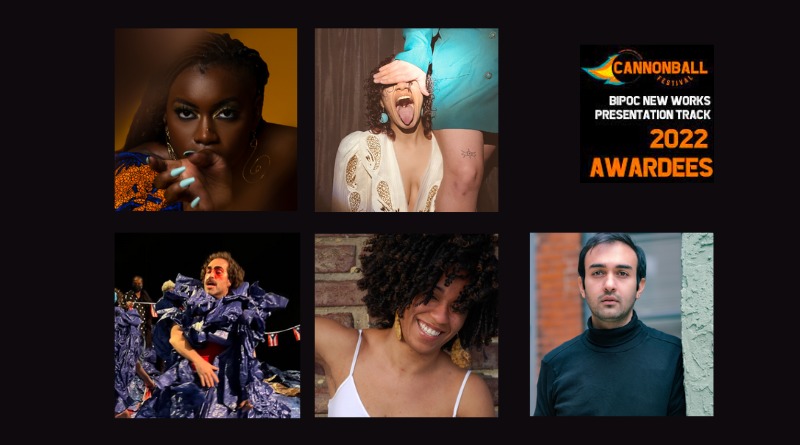 Awardees of Almanac Dance Circus Theatre's BIPOC New Work Presentation Track, scheduled to appear at Philadelphia Fringe 2022. These artists are Sophiann Mahalia, Chachi Perez, Nathaniel Justiniano, Shavon Norris, and Sohrab Haghverdi