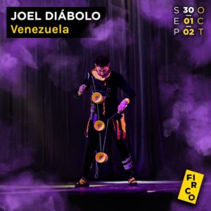 Joel Diabolo, Venezuelan circus artist, performs with a yellow diabolo
