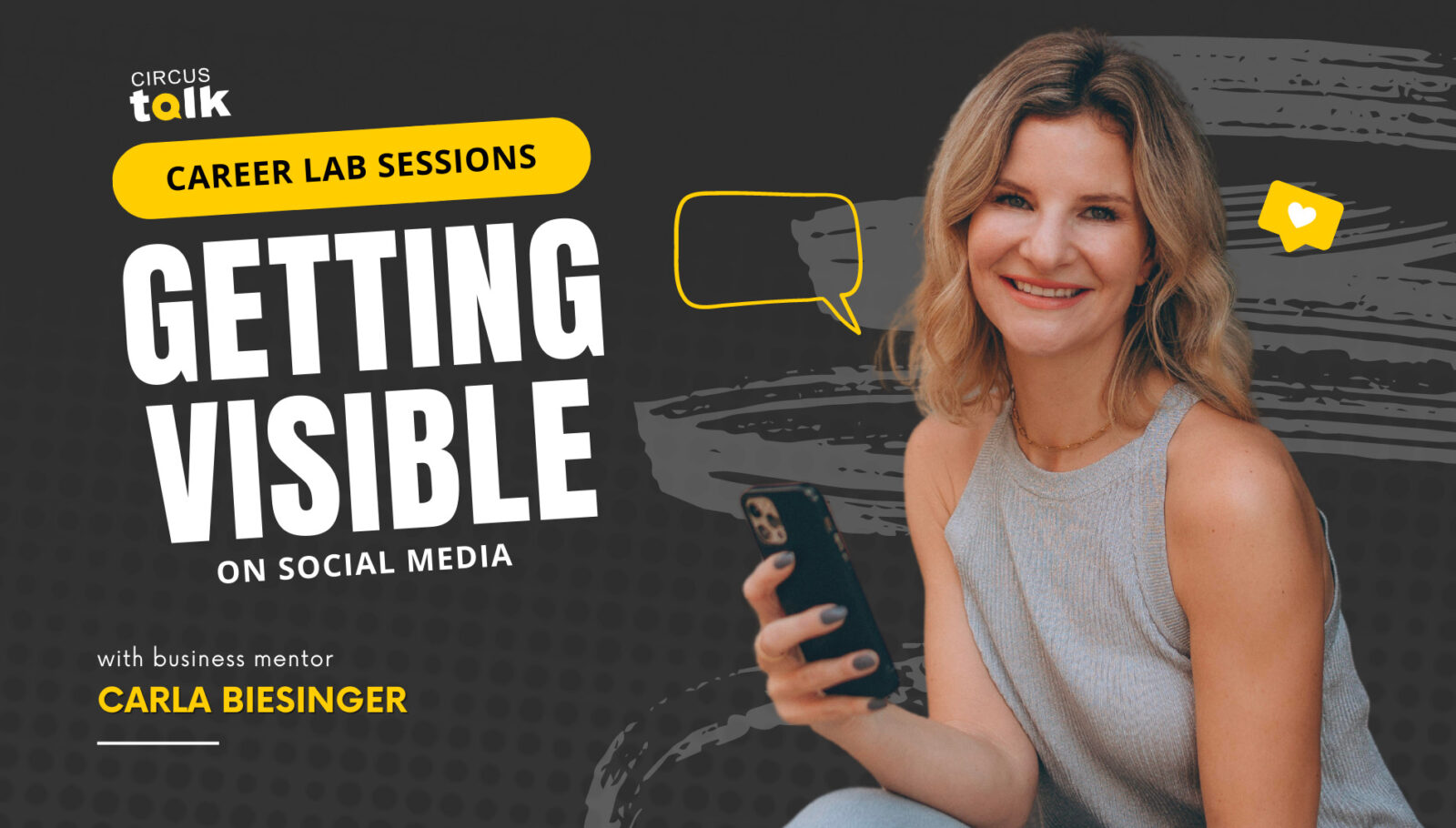 title image featuring Career Lab creative Carla Biesinger on how to get visible on social media