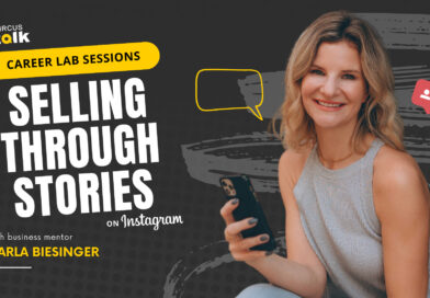 title image featuring Career Lab creative Carla Biesinger on selling through stories on Instagram
