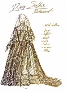 a drawing of a costume design for Delusional: I killed a man